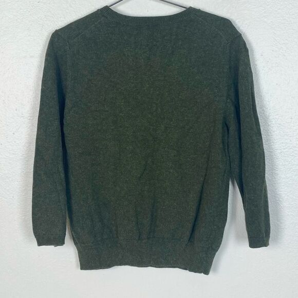 Isaac Mizrahi Wool Blend Argyle Green 3/4 Sleeve Sweater - Picture 4 of 5